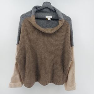 Nordstrom Signature Cashmere Colorblock Cowlneck Sweater Oversized Small